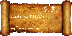 Izsáki Milán névjegykártya